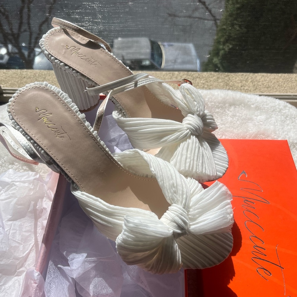 MUCCCUTE Women's Bow Knot Heeled Sandals Size 9